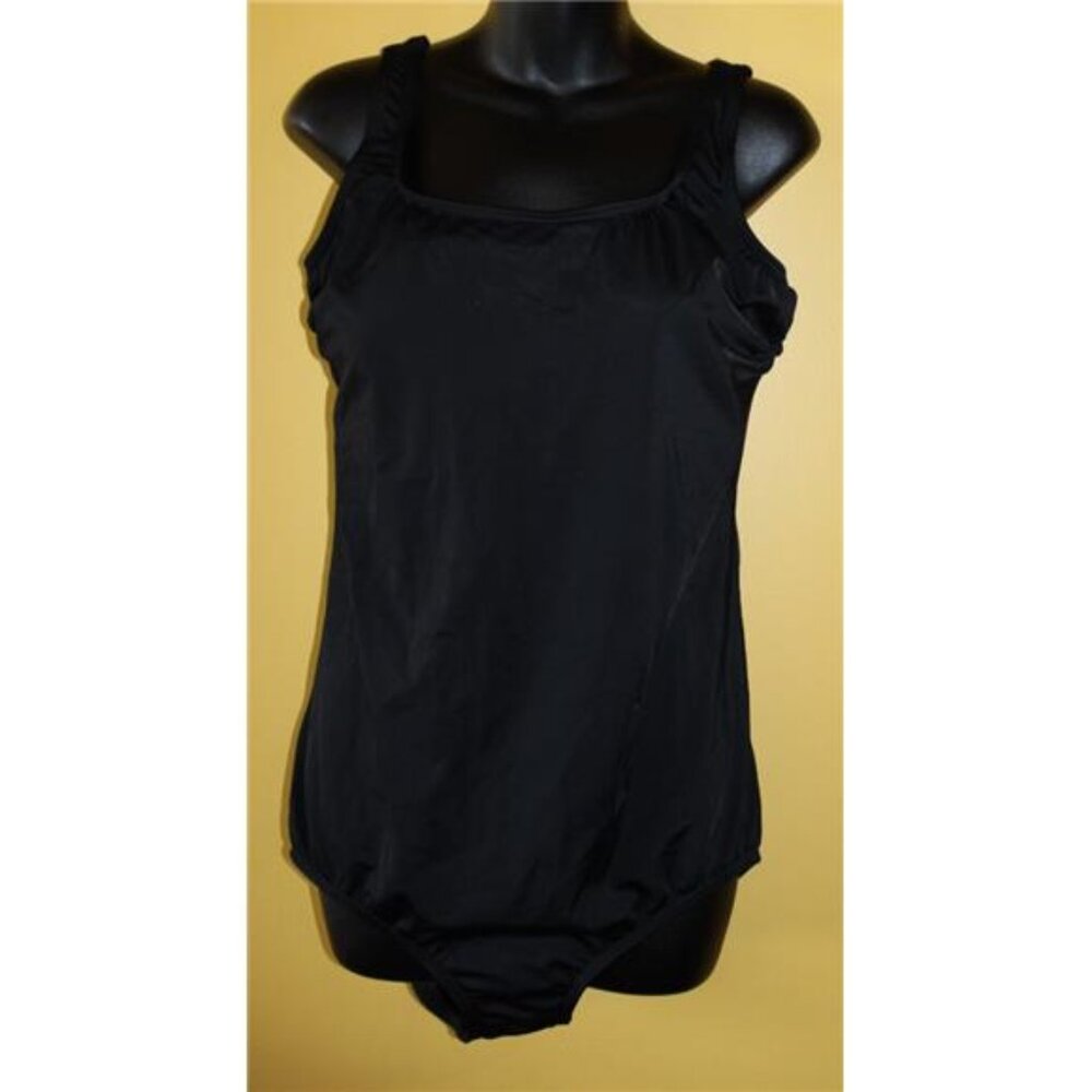 NWOT Lands' End 16 16D Simple Black One Piece Swimsuit Bathing Suit XL